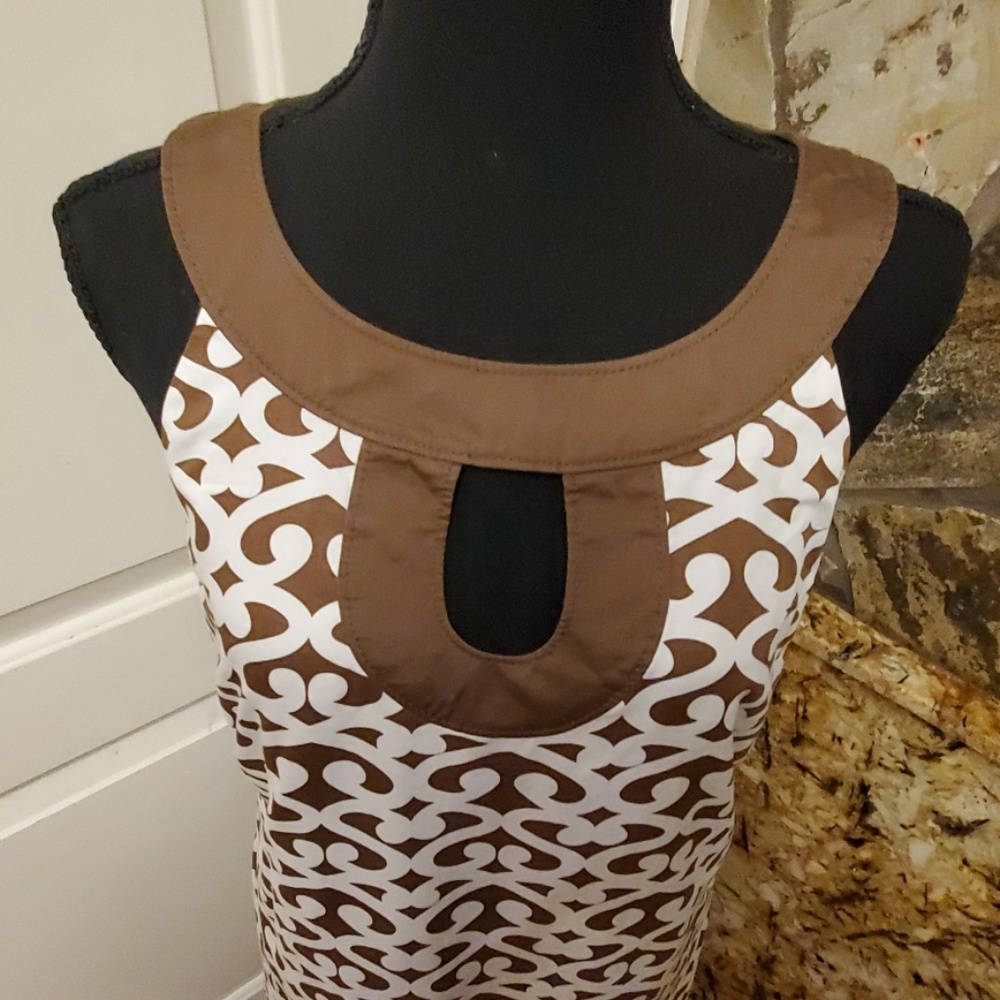 Ann Taylor LOFT Brown and white Geometric Print